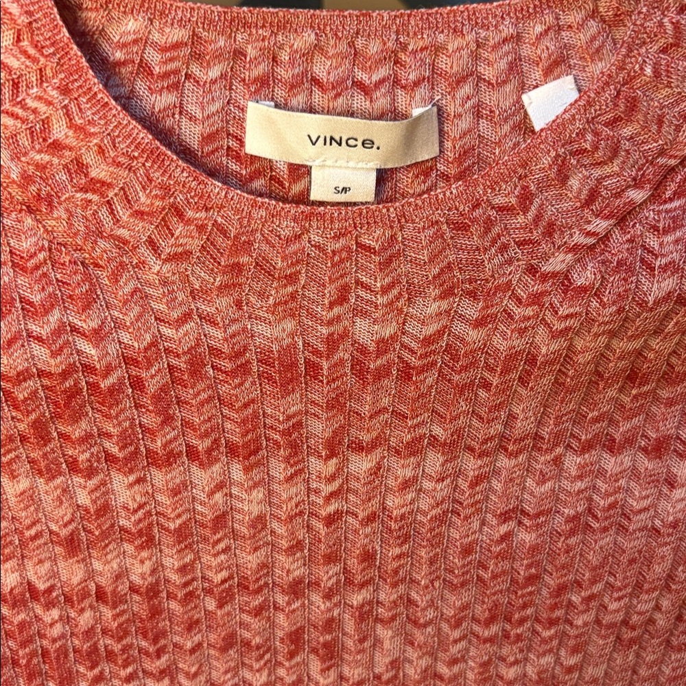 Vince Ribbed Red Knit Top - Picture 2 of 3